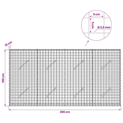 Gabion with 3.5 mm Wire and 5x5 cm Mesh 200x10x100 cm