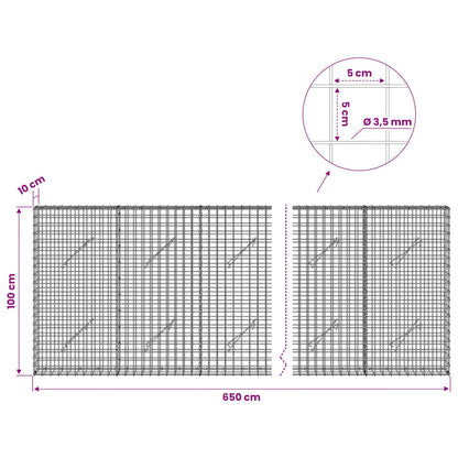 Gabion with 3.5 mm Wire and 5x5 cm Mesh 650x10x100 cm