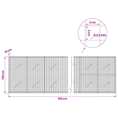 Gabion with 3.5 mm Wire and 5x5 cm Mesh 700x10x100 cm