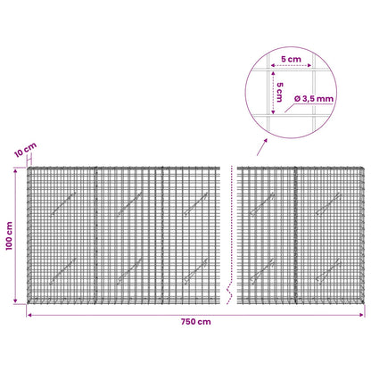 Gabion with 3.5 mm Wire and 5x5 cm Mesh 750x10x100 cm