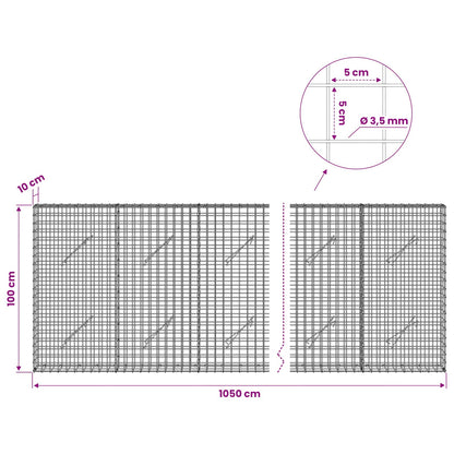 Gabion with 3.5 mm Wire and 5x5 cm Mesh 1050x10x100 cm