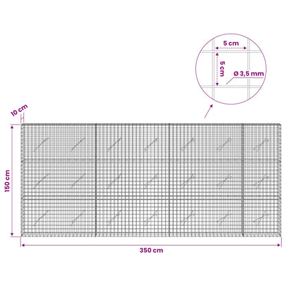 Gabion with 3.5 mm Wire and 5x5 cm Mesh 350x10x150 cm