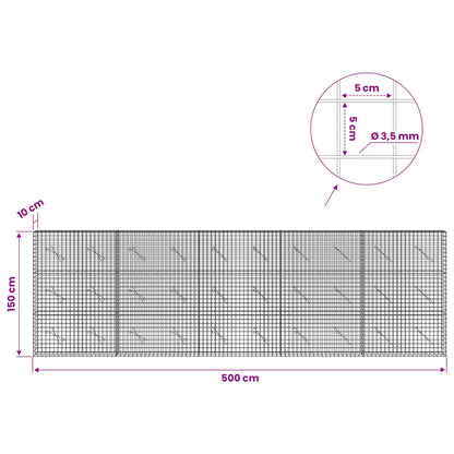 Gabion with 3.5 mm Wire and 5x5 cm Mesh 500x10x150 cm