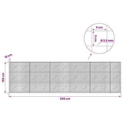 Gabion with 3.5 mm Wire and 5x5 cm Mesh 550x10x150 cm