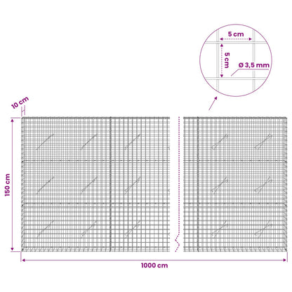 Gabion with 3.5 mm Wire and 5x5 cm Mesh 1000x10x150 cm