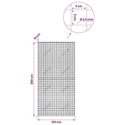 Gabion with 3.5 mm Wire and 5x5 cm Mesh 100x10x200 cm