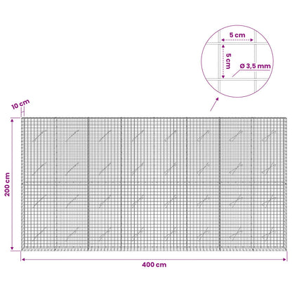Gabion with 3.5 mm Wire and 5x5 cm Mesh 400x10x200 cm