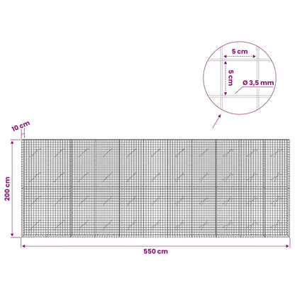 Gabion with 3.5 mm Wire and 5x5 cm Mesh 550x10x200 cm