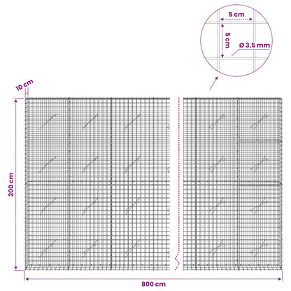 Gabion with 3.5 mm Wire and 5x5 cm Mesh 800x10x200 cm