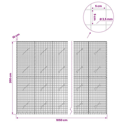 Gabion with 3.5 mm Wire and 5x5 cm Mesh 1050x10x200 cm