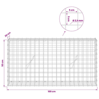 Gabion with 3.5 mm Wire and 5x5 cm Mesh 100x20x50 cm
