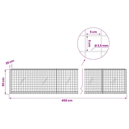 Gabion with 3.5 mm Wire and 5x5 cm Mesh 450x20x50 cm
