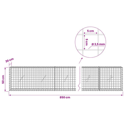 Gabion with 3.5 mm Wire and 5x5 cm Mesh 850x20x50 cm