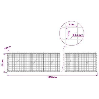Gabion with 3.5 mm Wire and 5x5 cm Mesh 1050x20x50 cm