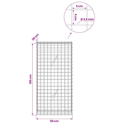 Gabion with 3.5 mm Wire and 5x5 cm Mesh 50x20x100 cm