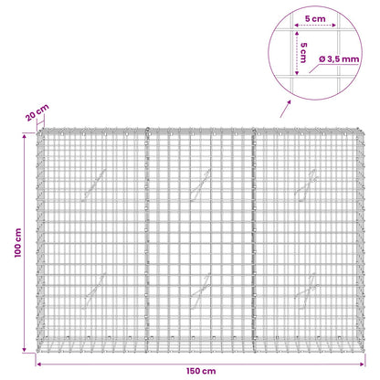 Gabion with 3.5 mm Wire and 5x5 cm Mesh 150x20x100 cm