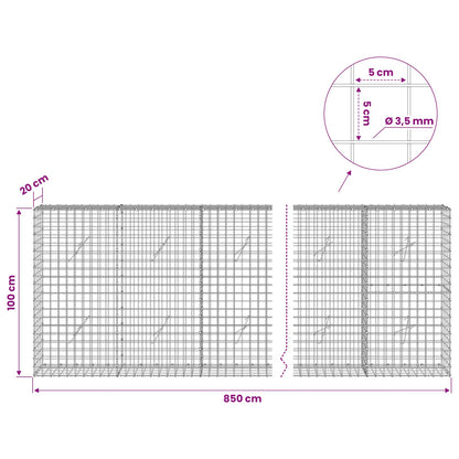 Gabion with 3.5 mm Wire and 5x5 cm Mesh 850x20x100 cm