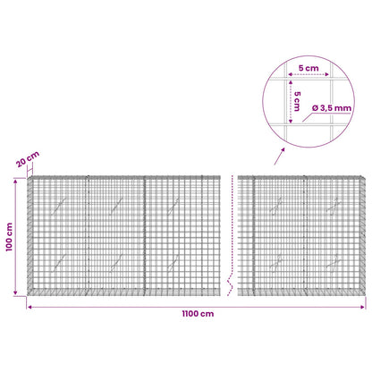 Gabion with 3.5 mm Wire and 5x5 cm Mesh 1100x20x100 cm