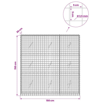 Gabion with 3.5 mm Wire and 5x5 cm Mesh 150x20x150 cm