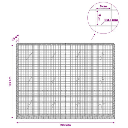 Gabion with 3.5 mm Wire and 5x5 cm Mesh 200x20x150 cm