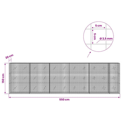Gabion with 3.5 mm Wire and 5x5 cm Mesh 550x20x150 cm