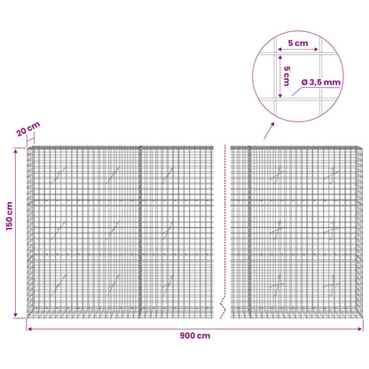 Gabion with 3.5 mm Wire and 5x5 cm Mesh 900x20x150 cm