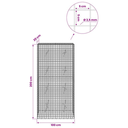 Gabion with 3.5 mm Wire and 5x5 cm Mesh 100x20x200 cm