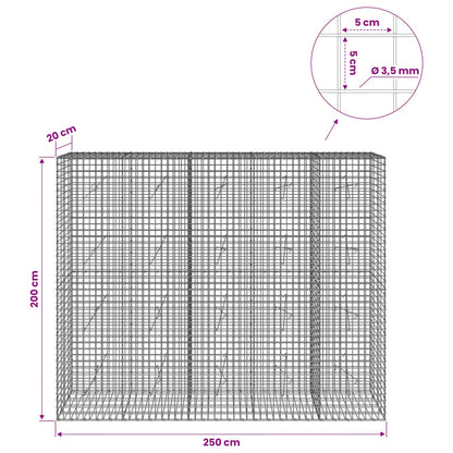 Gabion with 3.5 mm Wire and 5x5 cm Mesh 250x20x200 cm