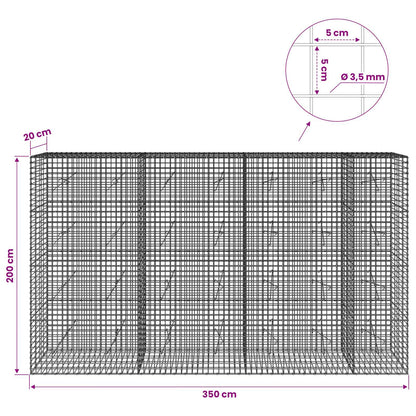 Gabion with 3.5 mm Wire and 5x5 cm Mesh 350x20x200 cm