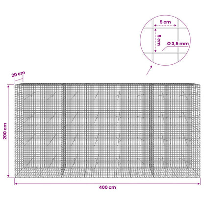 Gabion with 3.5 mm Wire and 5x5 cm Mesh 400x20x200 cm
