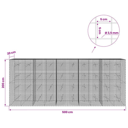 Gabion with 3.5 mm Wire and 5x5 cm Mesh 500x20x200 cm