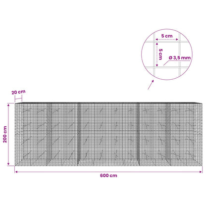 Gabion with 3.5 mm Wire and 5x5 cm Mesh 600x20x200 cm