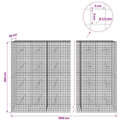 Gabion with 3.5 mm Wire and 5x5 cm Mesh 1000x20x200 cm