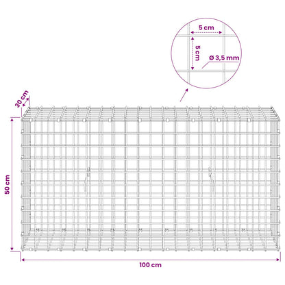 Gabion with 3.5 mm Wire and 5x5 cm Mesh 100x30x50 cm