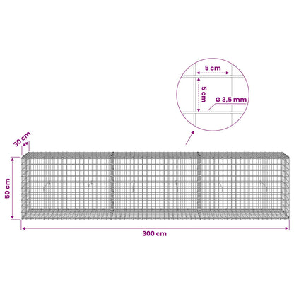 Gabion with 3.5 mm Wire and 5x5 cm Mesh 300x30x50 cm