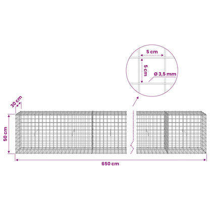 Gabion with 3.5 mm Wire and 5x5 cm Mesh 650x30x50 cm