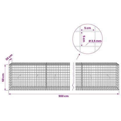 Gabion with 3.5 mm Wire and 5x5 cm Mesh 900x30x50 cm