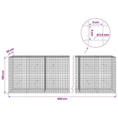 Gabion with 3.5 mm Wire and 5x5 cm Mesh 500x30x100 cm