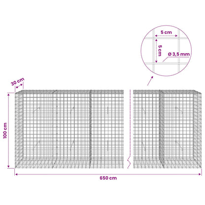 Gabion with 3.5 mm Wire and 5x5 cm Mesh 650x30x100 cm