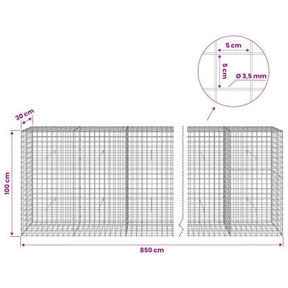 Gabion with 3.5 mm Wire and 5x5 cm Mesh 850x30x100 cm