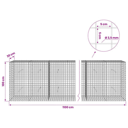 Gabion with 3.5 mm Wire and 5x5 cm Mesh 1100x30x100 cm