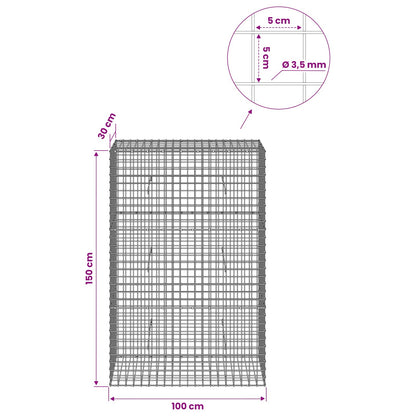 Gabion with 3.5 mm Wire and 5x5 cm Mesh 100x30x150 cm