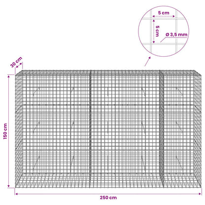 Gabion with 3.5 mm Wire and 5x5 cm Mesh 250x30x150 cm