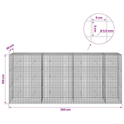 Gabion with 3.5 mm Wire and 5x5 cm Mesh 350x30x150 cm