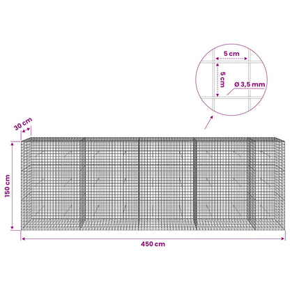 Gabion with 3.5 mm Wire and 5x5 cm Mesh 450x30x150 cm
