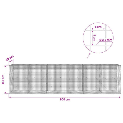 Gabion with 3.5 mm Wire and 5x5 cm Mesh 600x30x150 cm