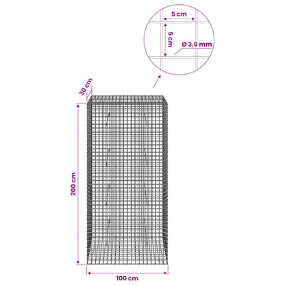 Gabion with 3.5 mm Wire and 5x5 cm Mesh 100x30x200 cm