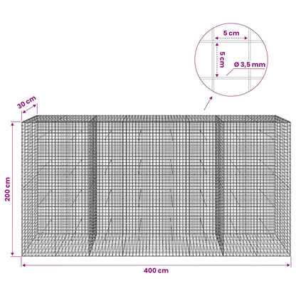 Gabion with 3.5 mm Wire and 5x5 cm Mesh 400x30x200 cm