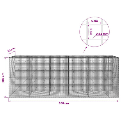 Gabion with 3.5 mm Wire and 5x5 cm Mesh 550x30x200 cm