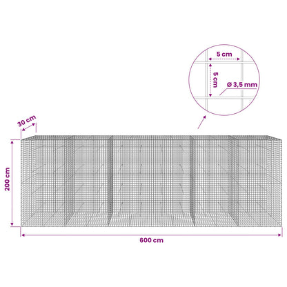 Gabion with 3.5 mm Wire and 5x5 cm Mesh 600x30x200 cm